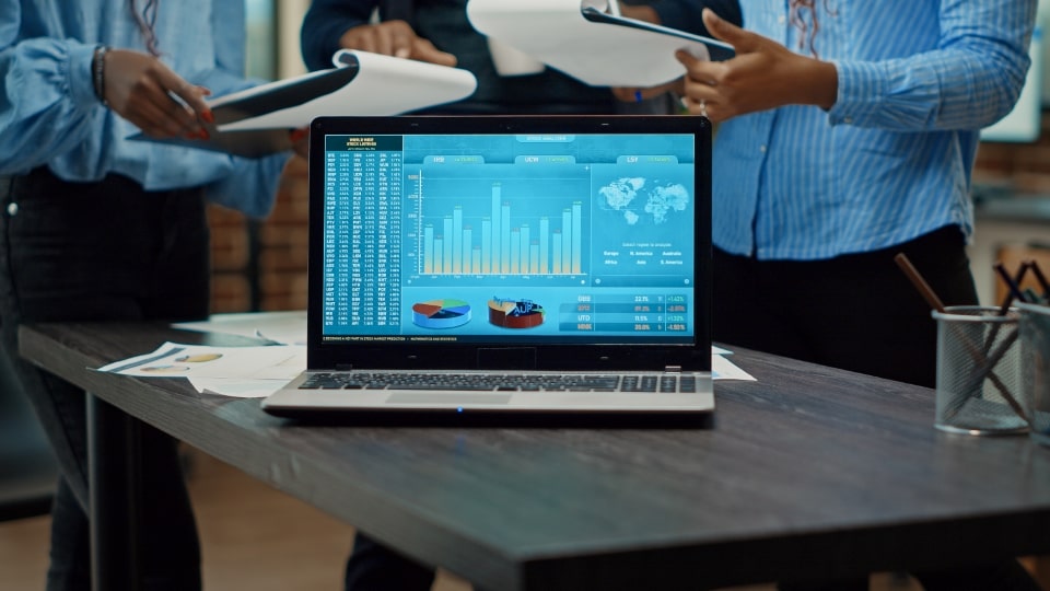 Laptop Running Logistics Analytics Data