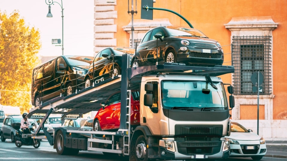 car transportation on semi truck